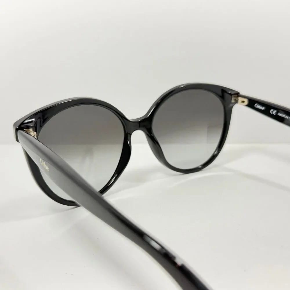 Chloé CE765S Sunglasses Women's Shiney Black Grey Gradient Oversized Round